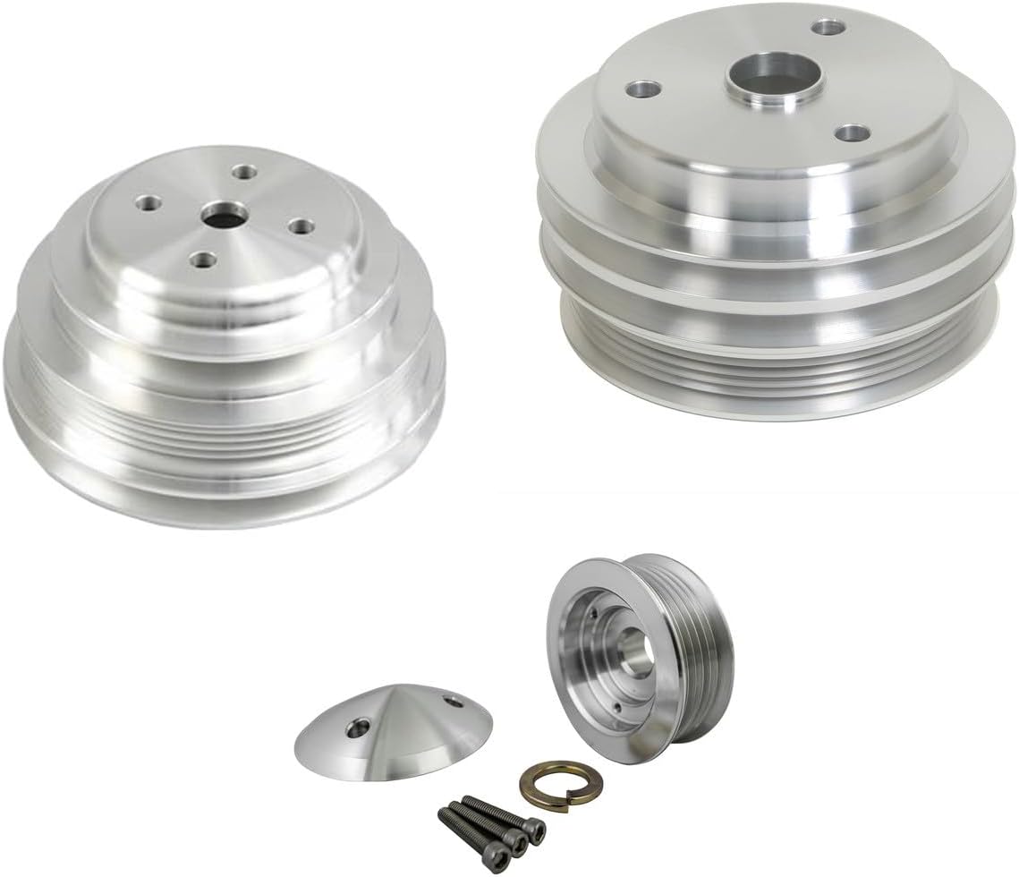 March Performance pulley set installed on a classic Camaro engine
