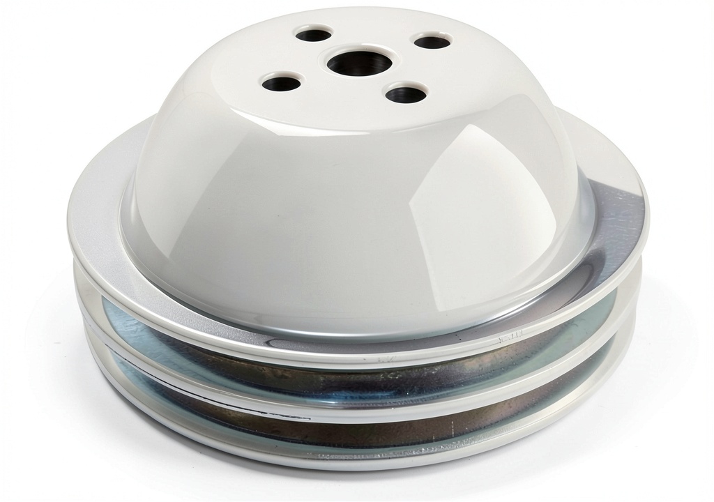Performance pulley installed on a vehicle engine belt system