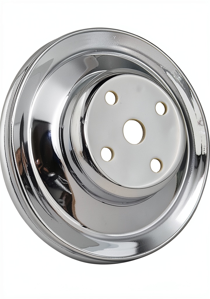 Mr. Gasket Chrome Water Pump Pulley-Double Groove close-up