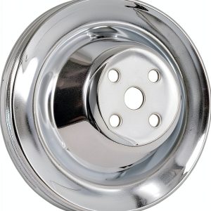 Chrome Water Pump Pulley Mr Gasket Double Groove-0