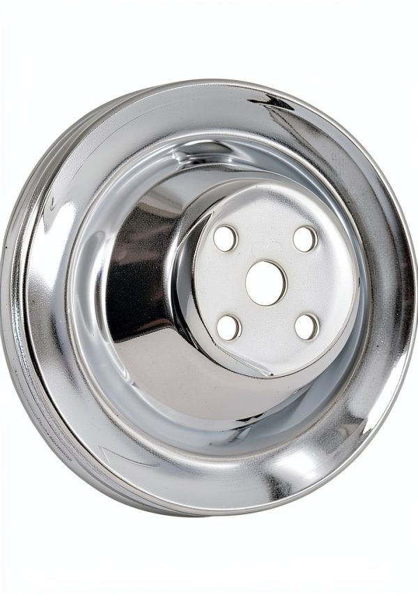 Chrome Water Pump Pulley Mr Gasket Double Groove-0