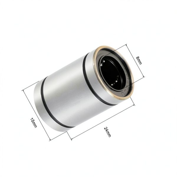 12 Pcs LM8UU Linear Ball Bearings, 8mm Bore Dia, 15mm OD, 24mm Length with Double Side Rubber Seal Great for CNC, 3D Printer-1