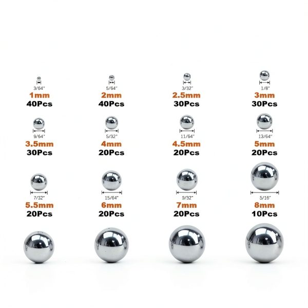 Tanstic 330pcs Metric Precision Steel Bearing Balls - 16 Sizes 1-12mm-1